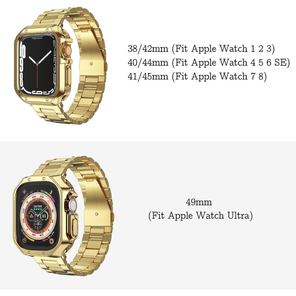 Kompatibel med Apple Watch-armband och fodral Gold 49mm