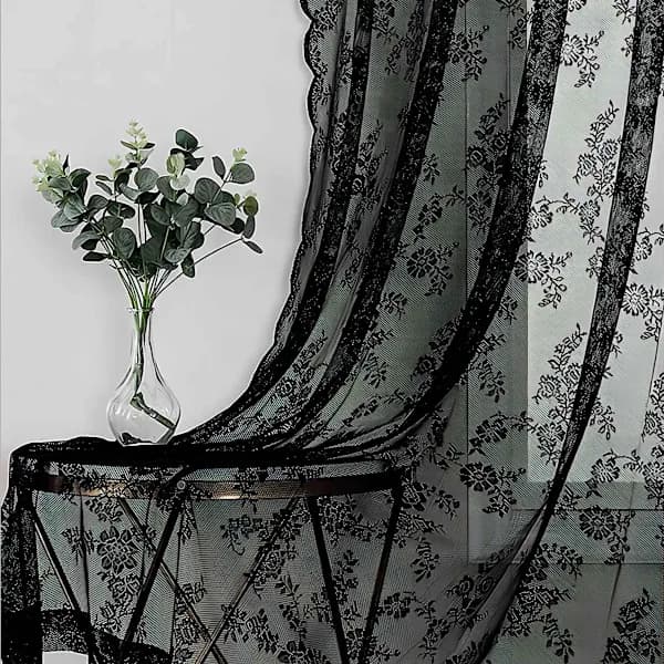 Sorte blondegardiner 2 stk Sort Sort 100 x 200 cm
