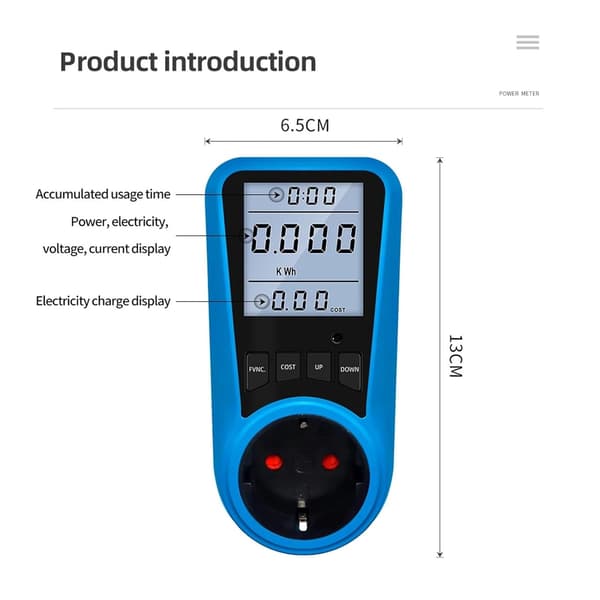 2025 Siste Modell Digital effektmåler wattmeter socket watt kilowatt-time strømforbruksmåler socket effektanalysator strøm volt