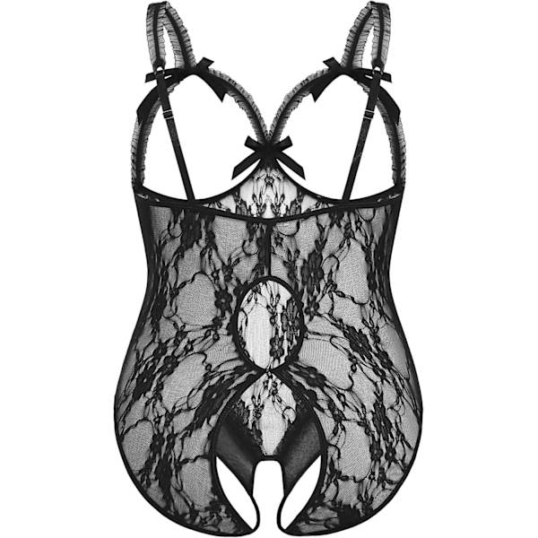 2025 Senaste Modell Stora Storlekar Underkläder Exotiska Teddies Bodysuits En Del Spets Babydoll Nattkläder Svart 4X-Large