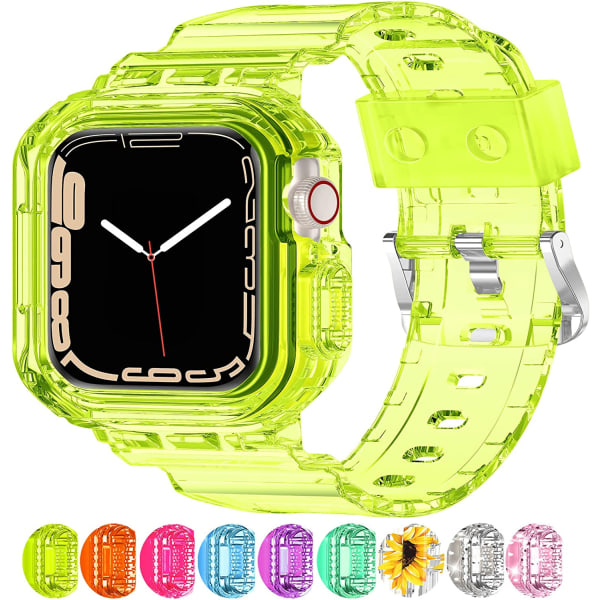 Kompatibel med Crystal Clear Apple Watch-band, 45 mm 44 mm Fluorescent Yellow 38/40/41mm