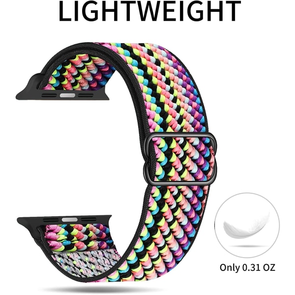 Stretchbarnd Solo Loop Kompatibel med Apple Watch Band Rainbow 42/44/45/49mm