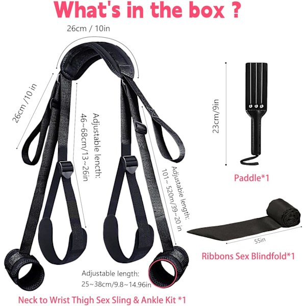 2025 Senaste Modell BDSM Bondage Restraints Sex Swing Kit, 3 st Bondage Utrustning & Tillbehör, Vuxenleksaker Sexremmar Nacke till Handled Lår S
