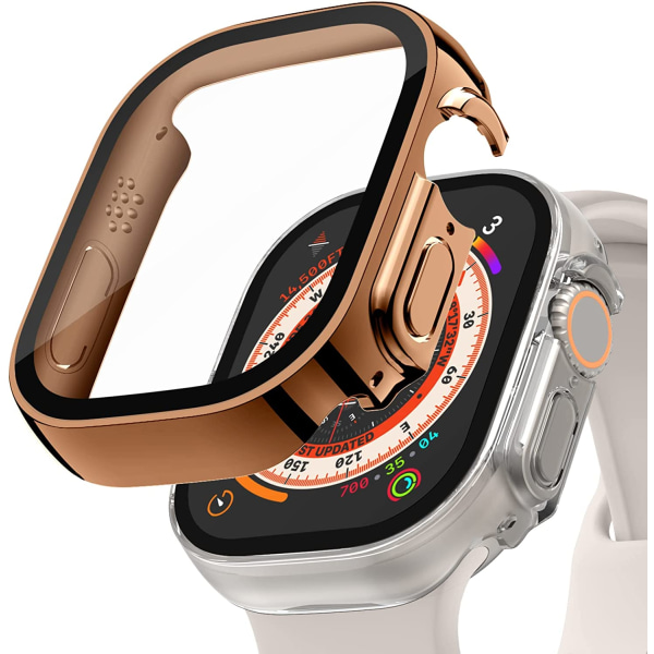 2-pack case kompatibel med Apple Watch Ultra 49Mm med härdat Rosegold/Clear 49mm