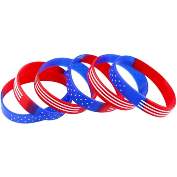 20 st Silikon Sportarmband Amerikansk Flagga Gummiband Mode Sportarmband Unisex Vuxna USA Flaggmönster Armband Handringar