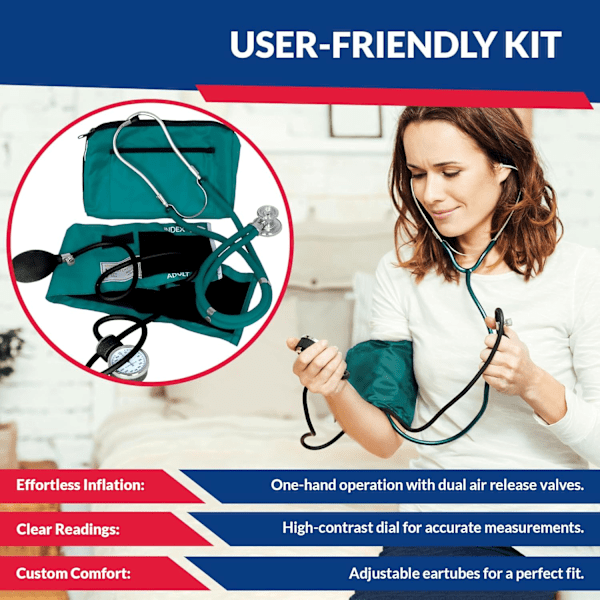 2025 Senaste Modell Blodtrycksmätare och Sprague Stetoskop Kit - Teal  Teal  4-delars Set