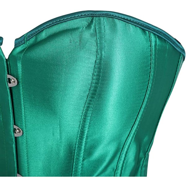 Bustier korsetttopp för kvinnor Sexiga underkläder set svart satin Green 6XL
