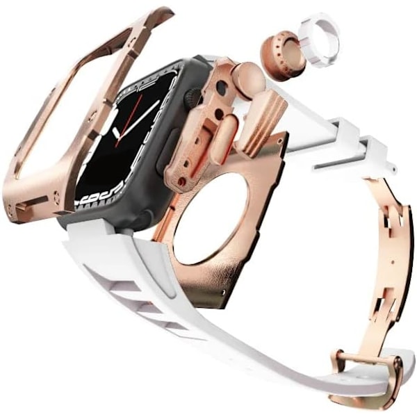 Rm mod-kit för Apple Watch Series 8 7 45 mm Metall White Rosegold FOR 8 7 45MM