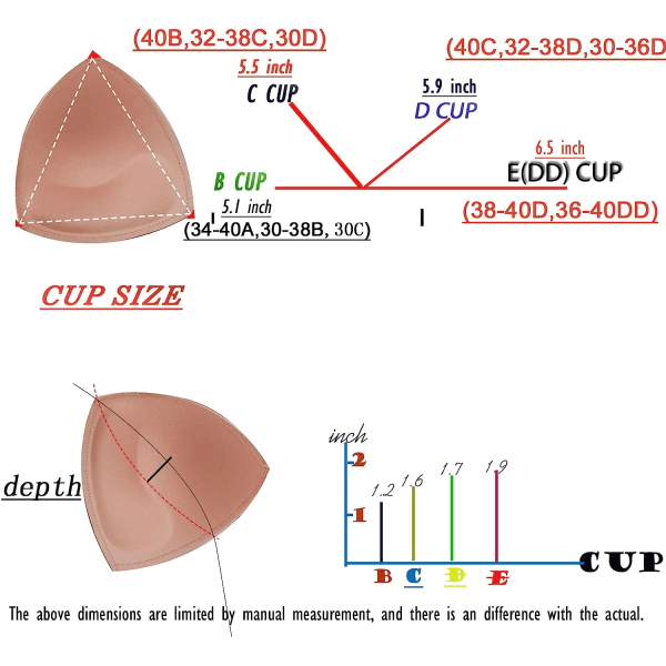 3 par sydda BH-inlägg för damers sport- och yogabh Beige-triangle-massage C CUP