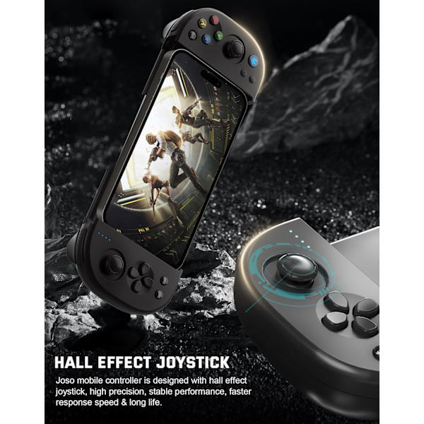 2025 Seneste Model Telefon Controller til iPhone, Android, trådløs Game Joystick med Hall Effect Joystick/Turbo, Gaming Controller til iPho