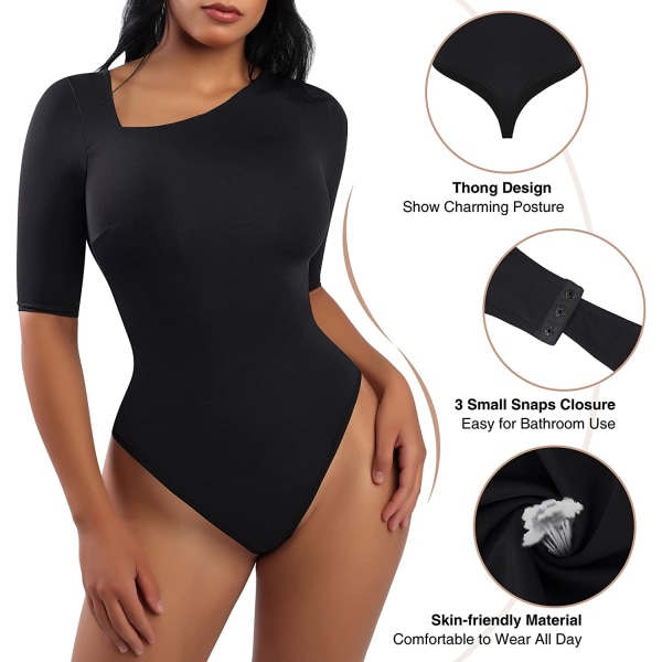 Shapewear Body för kvinnor Tummy Control Tops Seamless Black4 3XL