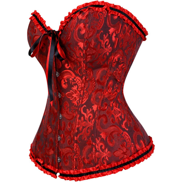 Korsett Top Dam Plus Size Korsetter Vintage Floral Lace Up Black Red 6XL