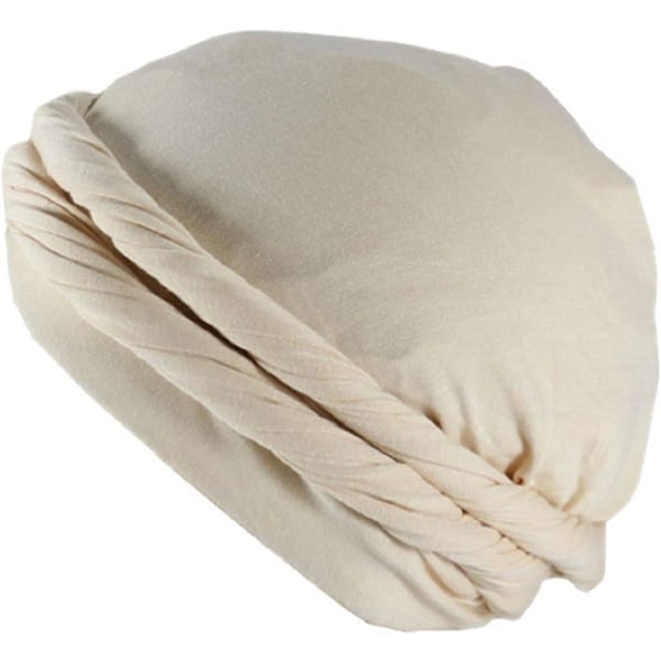 Halo Turban Durag för Män Satin Satin Silk Fodrad Elastisk Beige