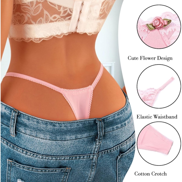 2025 Senaste Modell G-String Trosor för Kvinnor Sexiga Underkläder Stretch T-Rygg Spets Trosor A Rosa Large