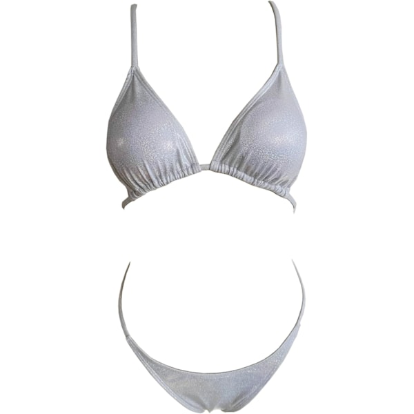 Baddräkt Dam, One Piece Bikini, Bar Midriff, Scoop Neck, Låg Rygg, Knyt Fram, Utskuren, Högt Skuren, Glänsande Silver, Medium