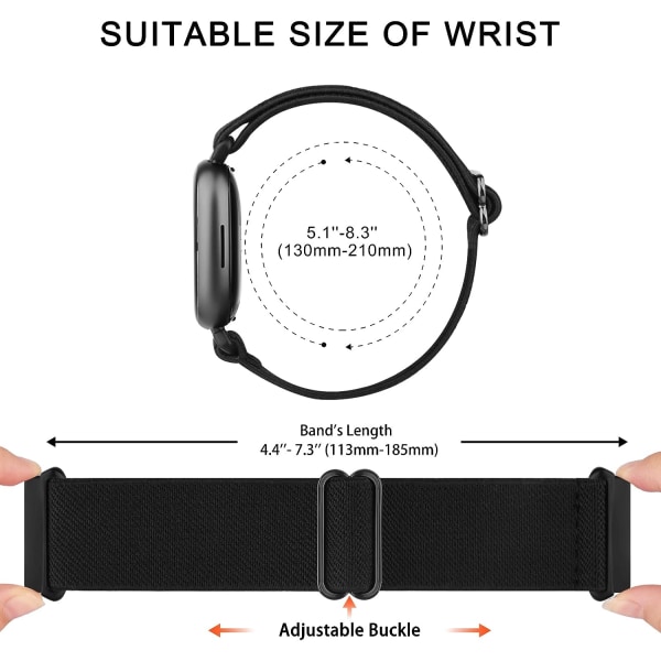 Remmar som är kompatibla med Fitbit Versa 4, Versa 3, Sense - Mjukt elastiskt nylon