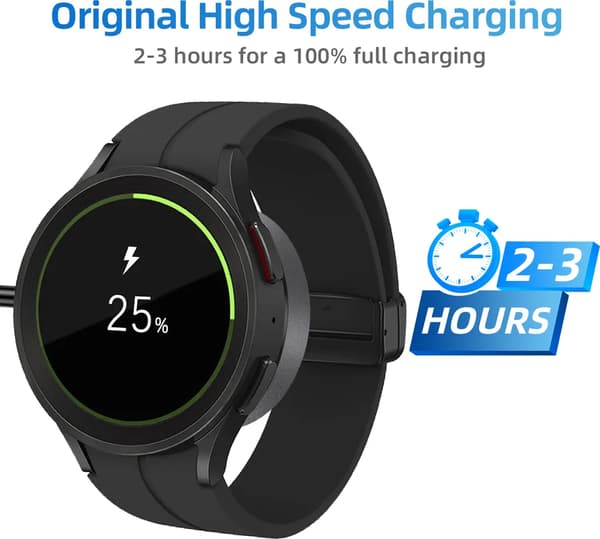 USB-C oplader til Samsung Galaxy Watch 3/4/5/6/7, Active 1/2 Sort
