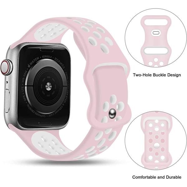 Sportband kompatibel med Apple Watch-band 49mm 45mm 44mm Pink White 42mm/44mm/45mm/49mm