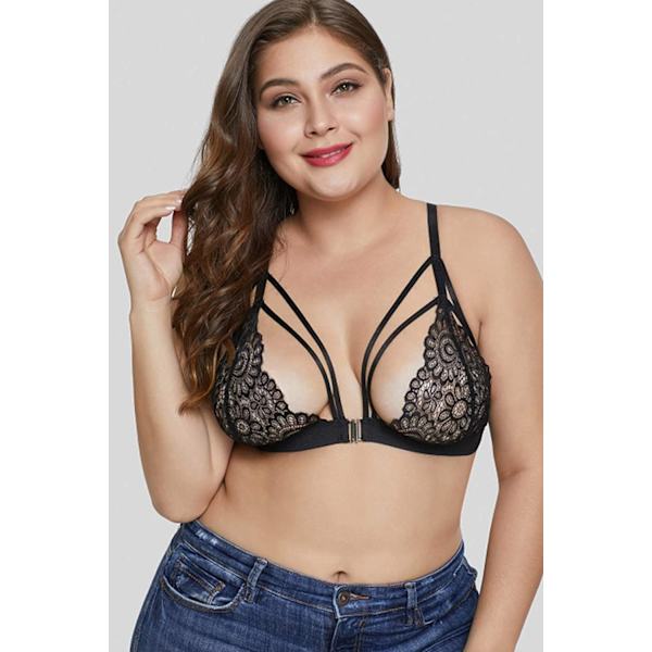 2025 Senaste Modell Plus Size Sexig Bralette Underkläder för Kvinnor Blommig Transparent Spets BH Topp