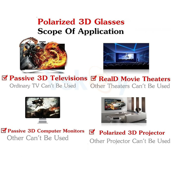 4x unisex passiva polariserade 3d-glasögon4st