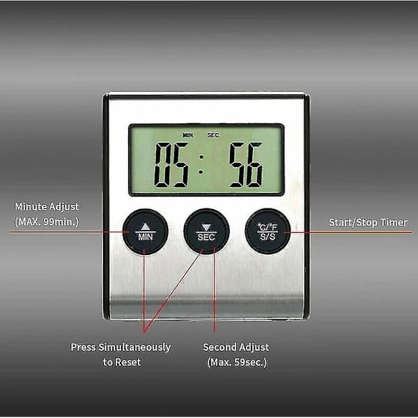 Kjøkkentermometer timer elektronisk probe kjøtttermometer grilltermometer