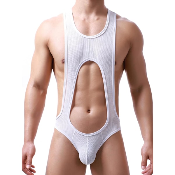 2025 Senaste Modell Herr Brottning Body Stringunderkläder Trikå G-string Vit Stor