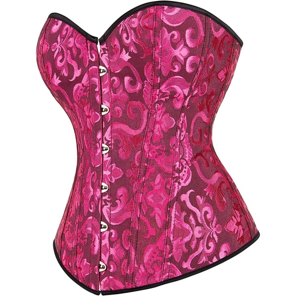 Kvinnors Bustier Korsett Topp Sexig Lingerie Set Svart Satin Black Rose S