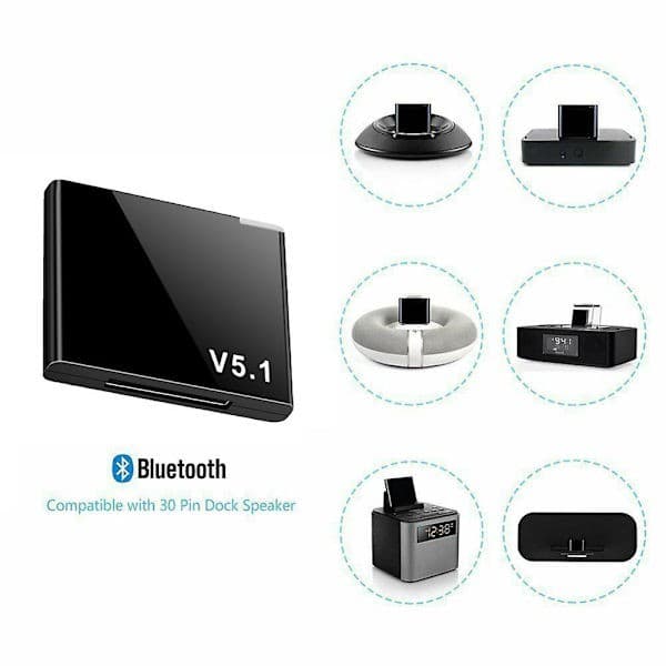 30-pin Bluetooth-mottaker Trådløs Dock-adapter for iPod iPhone Bose Sound Dock