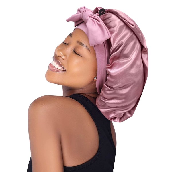 Satin Silk Bonnet Hårmössa: Långa Bonnetar med Elastiskt Band