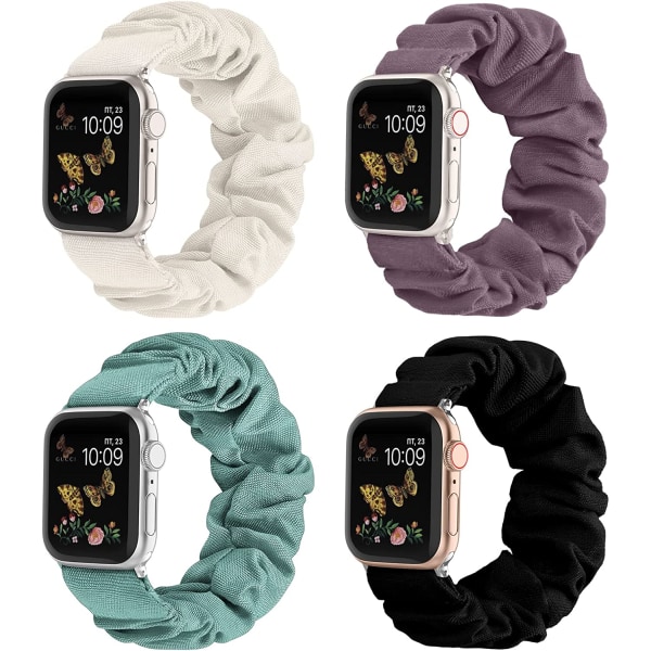 Kompatibel med Apple Watch Band Scrunchie 38mm 40mm 41mm 4pcs 6 42mm/44mm/45mm-S