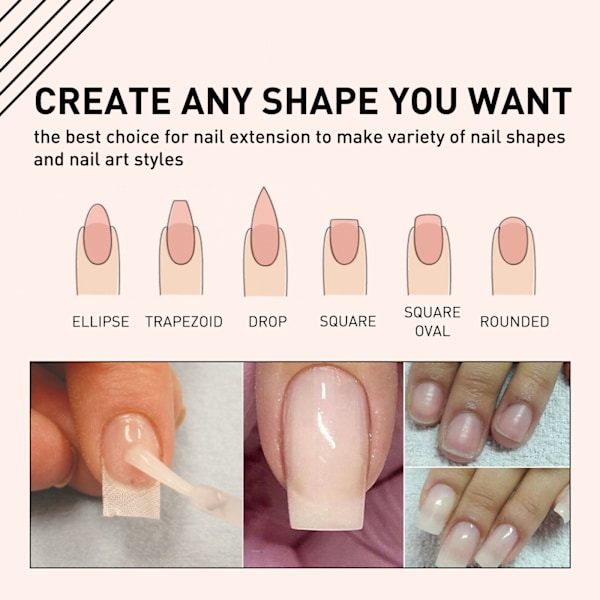 2025 Senaste Modell Fiber Nagelkonst Set Burst Nagellim Snabbtorkande Vattentät Transparent Förlängd Nagelvård