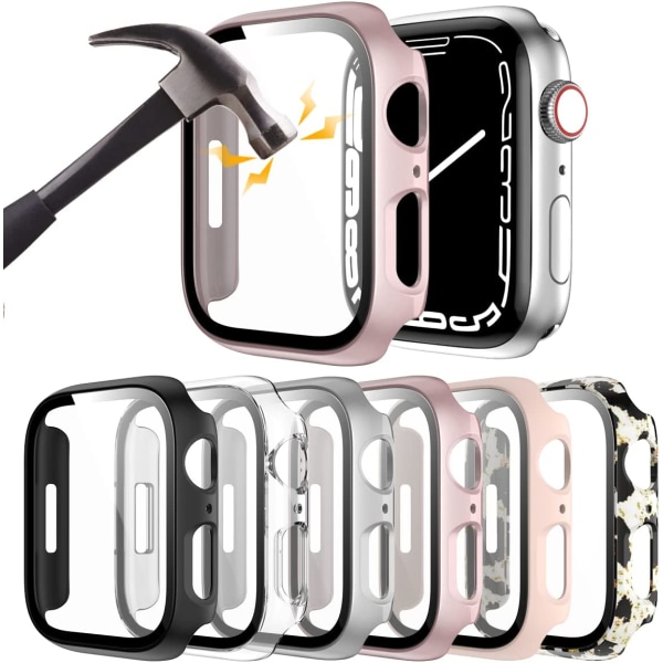 6-pack hårt PC-fodral för Apple Watch 42 mm serie 3/2/1 med härdat glas 6-Pack 3 42mm