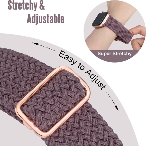 Flätat Elastiskt Justerbart Armband för Apple Watch Smoke Violet 42MM/44MM/45MM/49MM