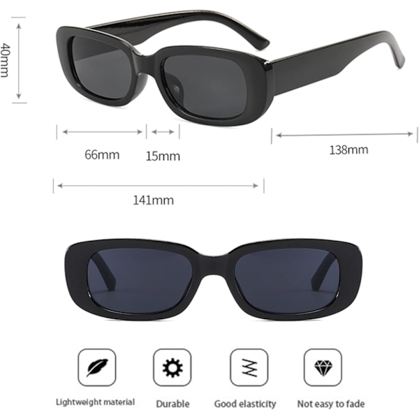 2025 Senaste Modell Solglasögon Bulk Rektangulära Solglasögon Party Favor 90-tals Glasögon Shades Sunnies för Kvinnor 6/8/10-pack 10 Blandade Färger Sm