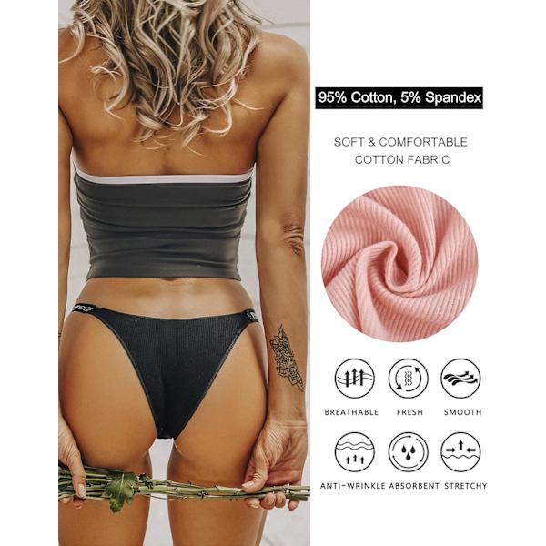 2025 Senaste Modell Damunderkläder Bomull Högt Skurna String Bikini Trosor Låg Midja Hipster Damer Sexiga Cheeky Underkläder Paket A-6pack