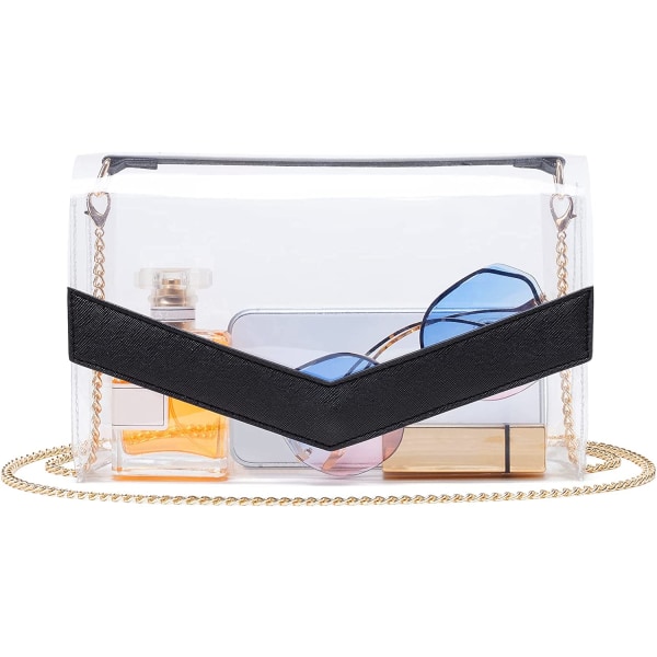Genomskinlig väska godkänd - Söt genomskinlig handväska för kvinnor PVC Clear Black