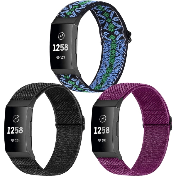 Justerbart elastiskt nylonarmband för Fitbit Charge 3/4