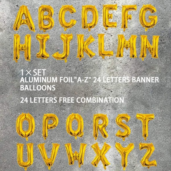 Guld 16 tums alfabetet A-Ö set