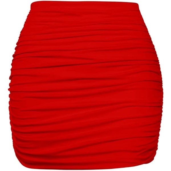 2025 Senaste Modell Dam Sexig Hög Midja Enfärgad Åtsittande Rynkad Bodycon Mini Klubbkjol