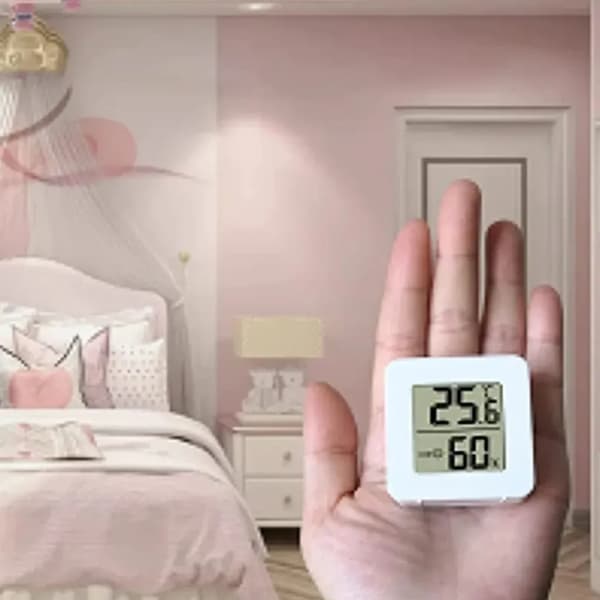 3-delt innendørstermometer, digitalt romtermometer, LCD smart hygrometer