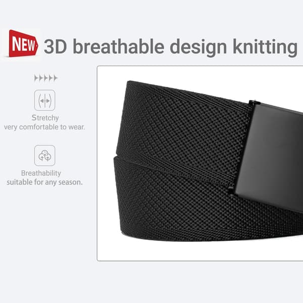 Herrebælter Plus Size 39'' til 75'' Stræk Elastisk Stofbælte Sort