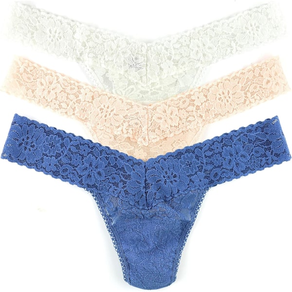 2025 Senaste Modell - Daily Lace Låg Tanga för Kvinnor 3-pack | Premium Underkläder för Kvinnor, Sömlösa Underkläder | One Size (2-12)