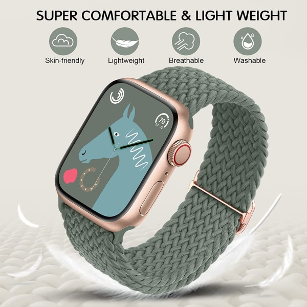 Flätat stretchigt justerbart watch för Apple Watch -band Pine Green 38MM/40MM /41MM