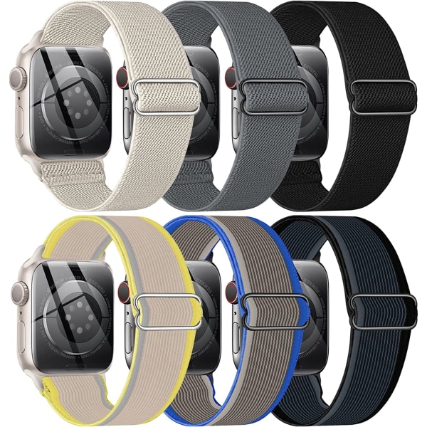 6-pack elastisk nylon för Apple Watch -band 6pcs20 45mm/44mm/42mm/49mm