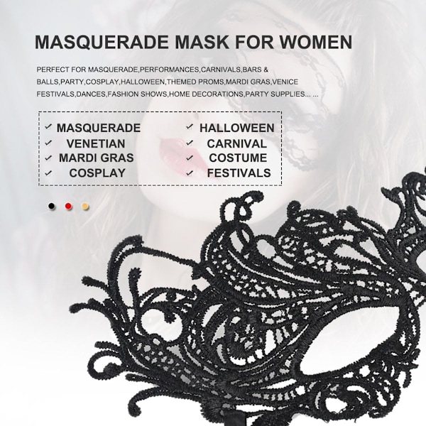 2025 Senaste Modell Maskeradmask för Kvinnor Venetiansk Spets Ögonmask För Fest Bal Kostym Mardi Gras Party Tillbehör
