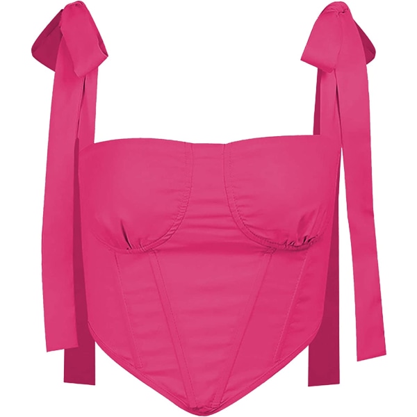 Kvinnors sexiga bustier crop top med axelband Hot Pink L