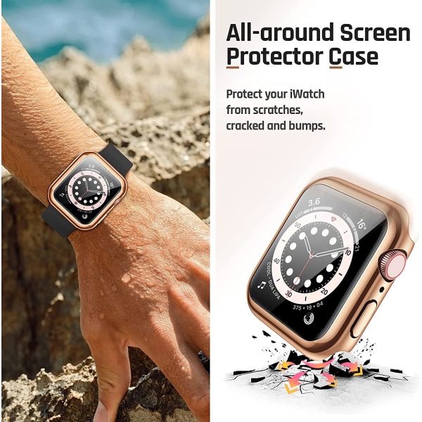 Vattentätt case för Apple Watch 40Mm Se (2:a generationen) Series 6 5 4 Screen Rose Gold 40mm