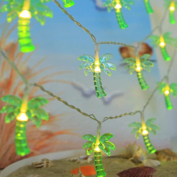 -palm tree string, 3 m, 20 LED, 3D crystal, green palm trees, battery-operated light string, summer string for Hawaiian party, summer parties, beach