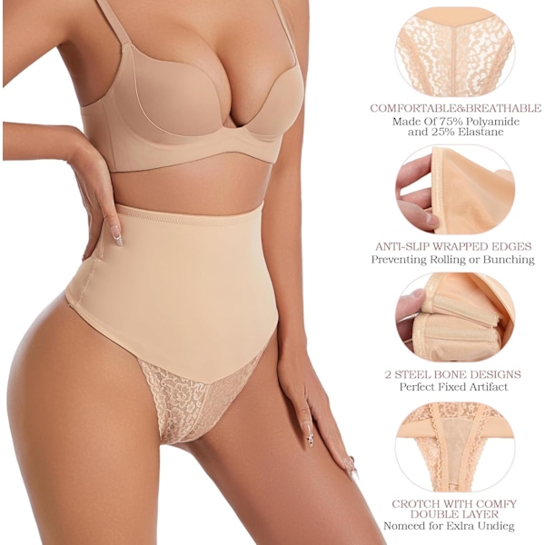 2025 Senaste Modell  Tummy Control Stringtrosa Shapewear för Kvinnor Höga Sömlösa Trosor Body Shaper Girdle Trosa Spets Formande Underkläder