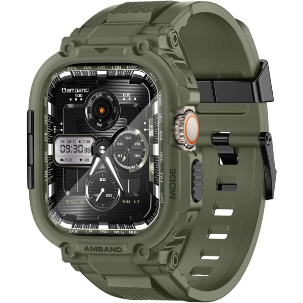 Fodral Skärmskydd Kompatibelt med Apple Watch Army Green 49mm